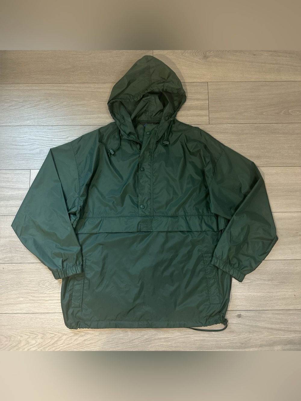Vintage J.Crew Sport Jacket Mens Large Green Hooded 1/4 Zip Pullover Windbreaker